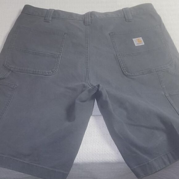 Carhartt Relaxed Fit Carpenter High Rise Flat Front Gray Sz 38 Shorts w pockets - Picture 7 of 7